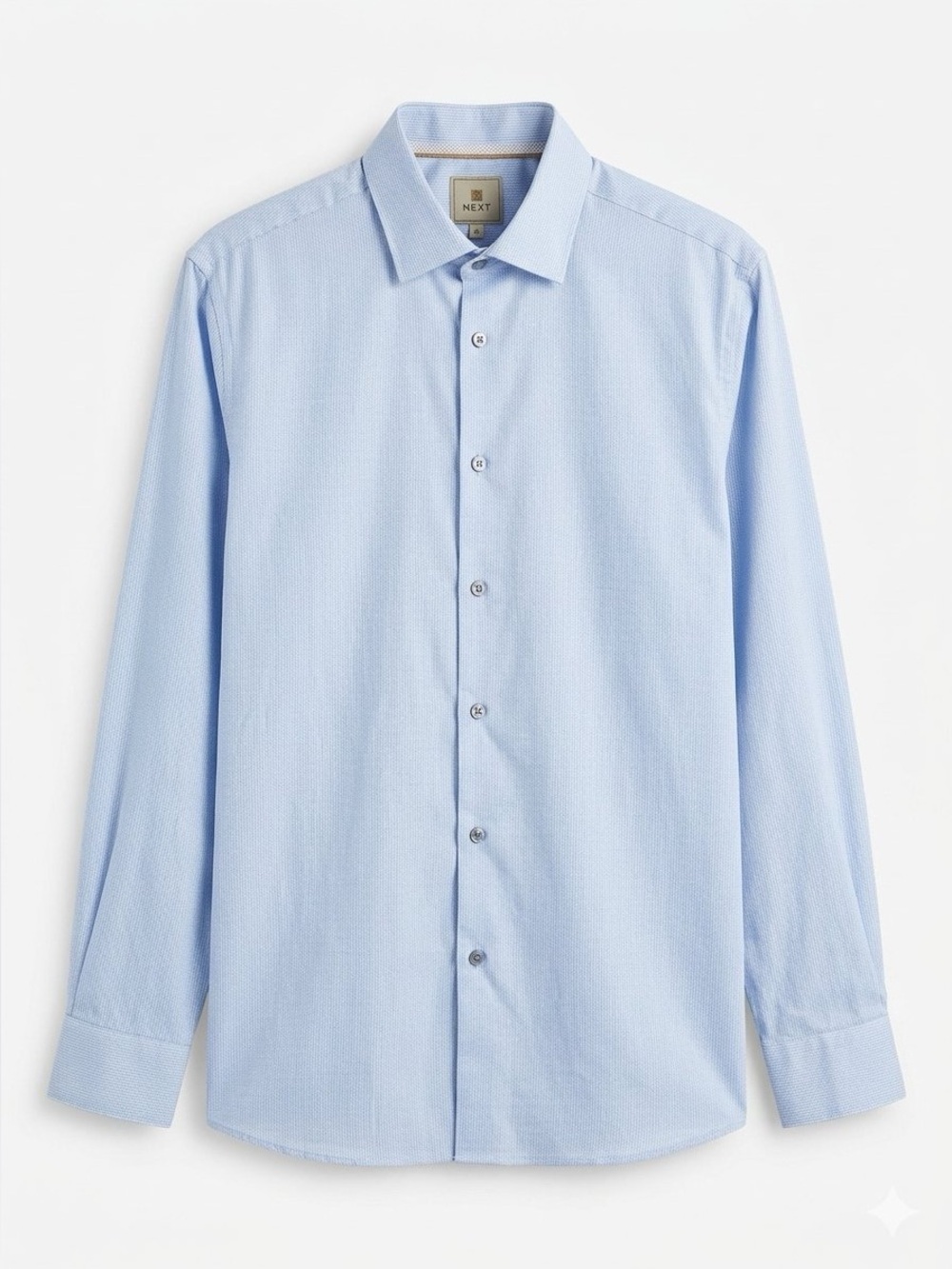 Men's Light Blue Patterned Dress Shirt Slim Fit Large